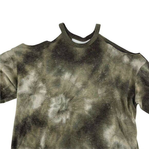 Tie Dye Cold Shoulder Sweatshirt Green Cozy Soft Inside Out 143 Story Size S Top - Picture 3 of 7